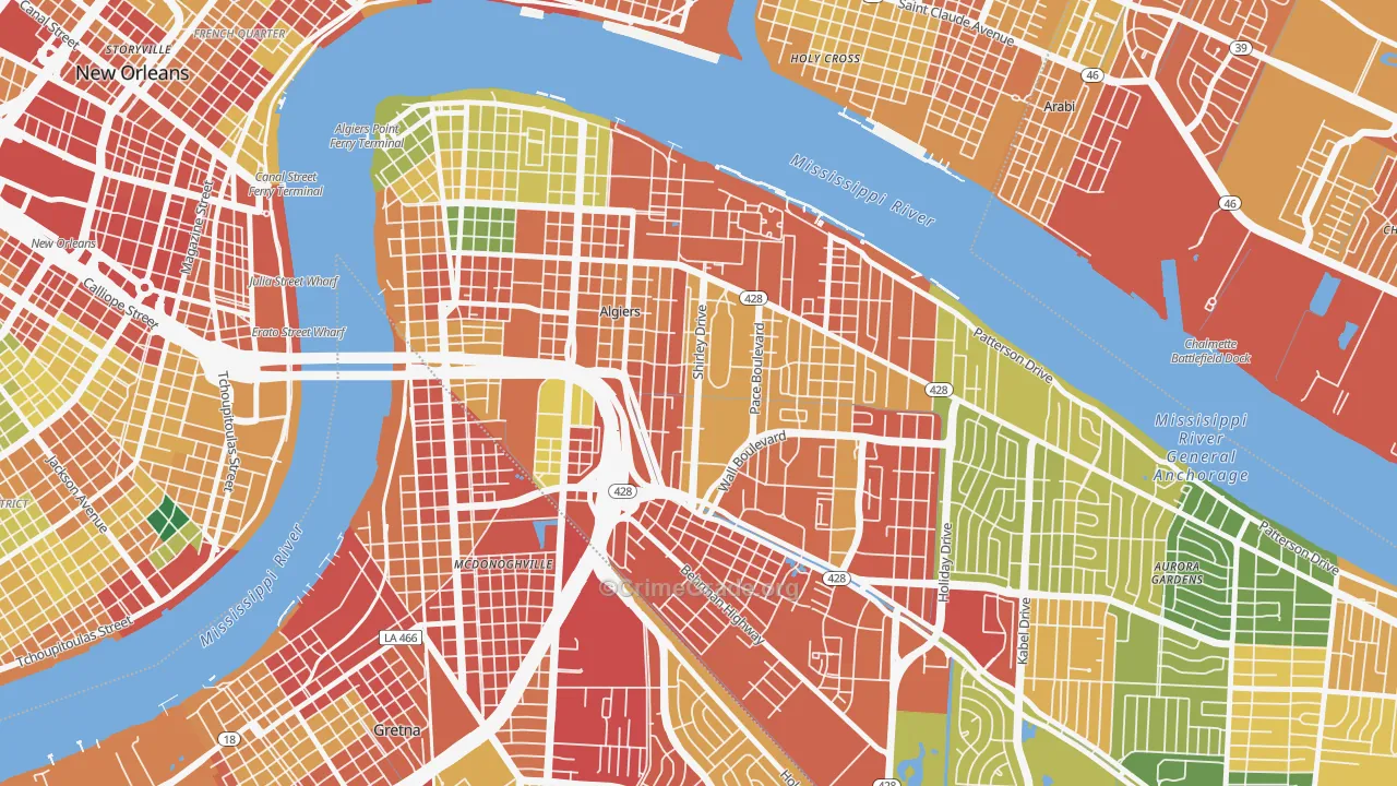 70114, LA Map of Theft Rates