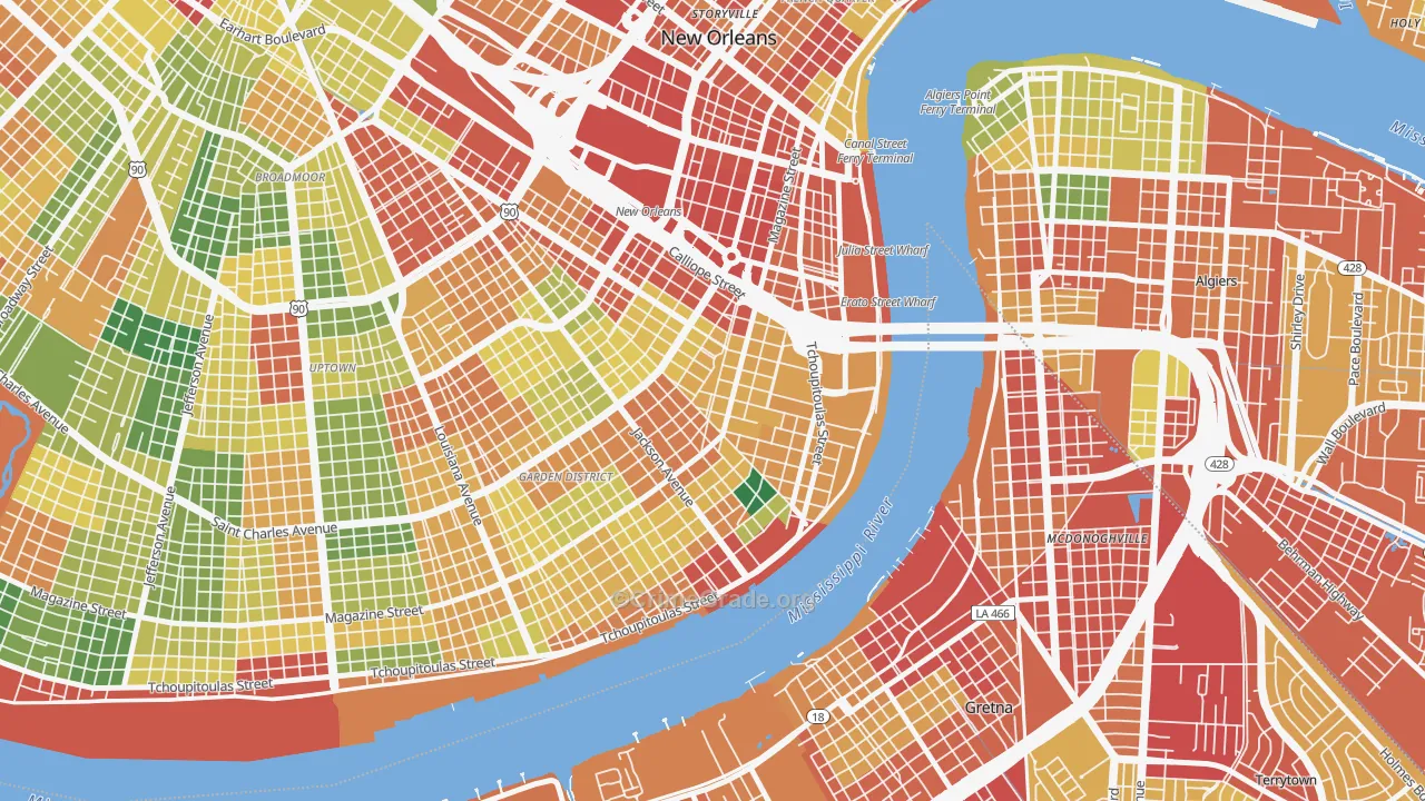 70130, LA Map of Theft Rates