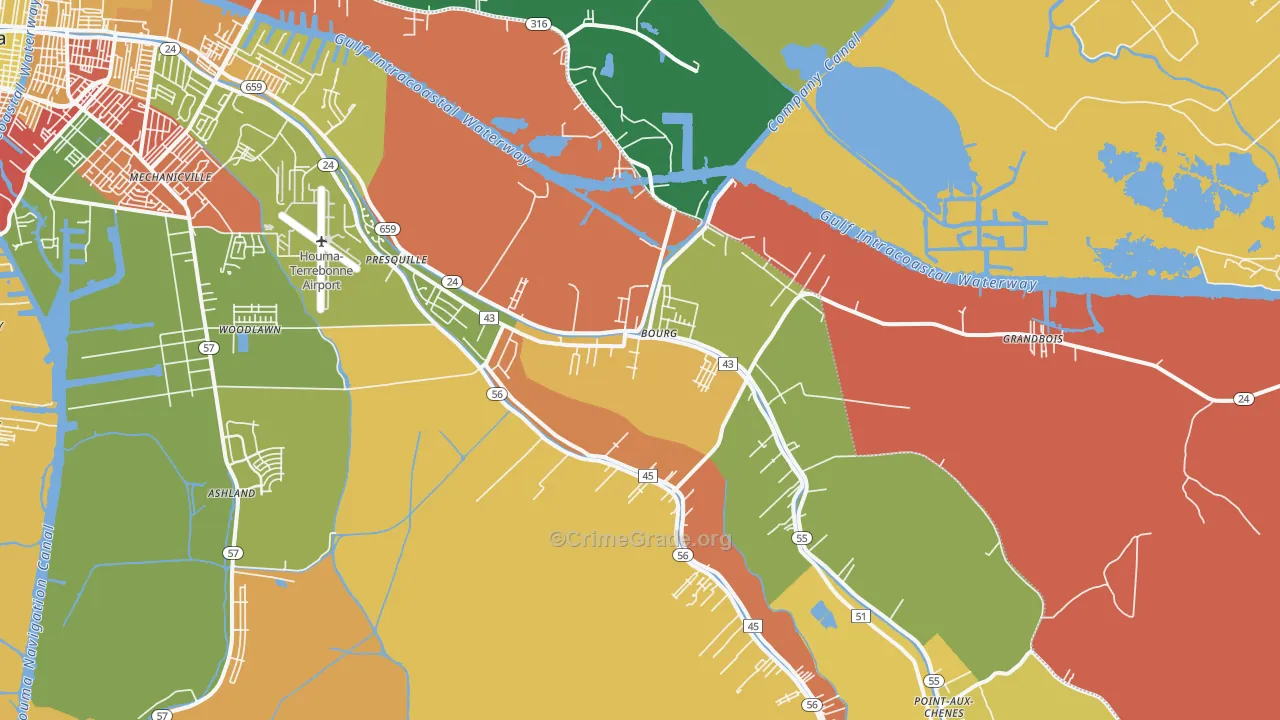 70343, LA Map of Theft Rates