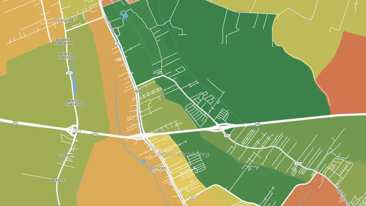 70359, LA Map of Theft Rates