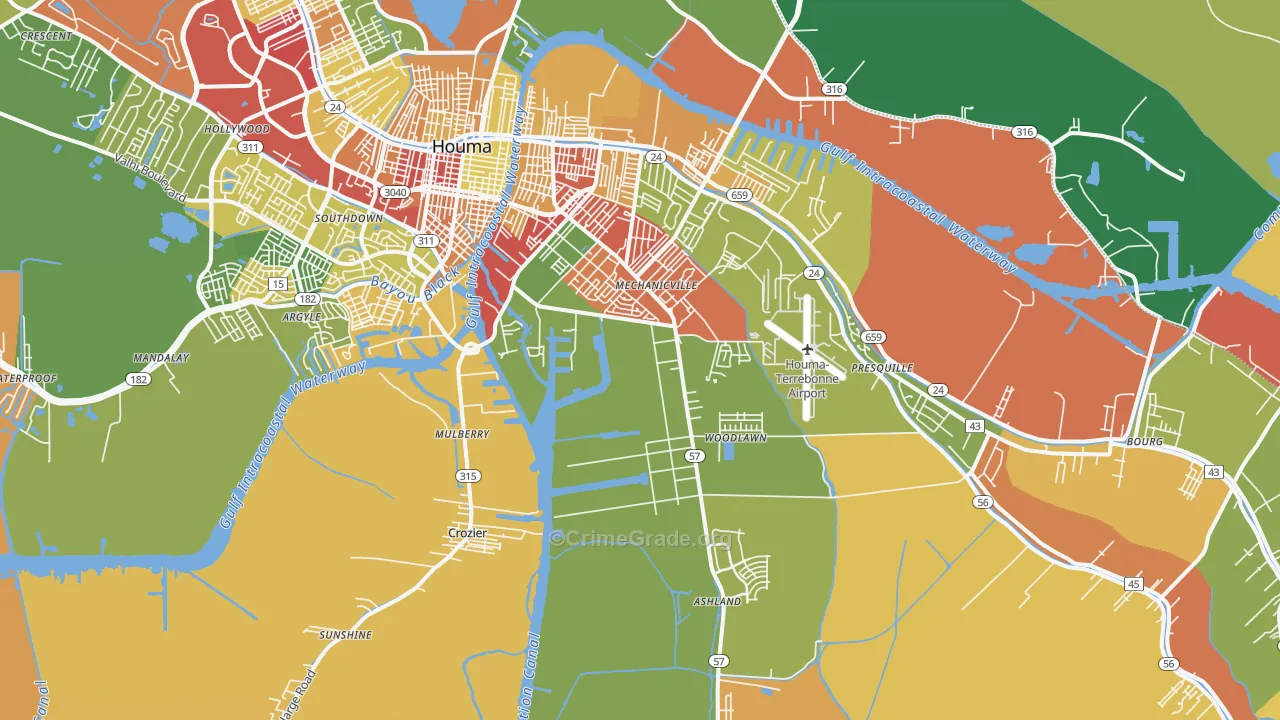 70363, LA Map of Theft Rates