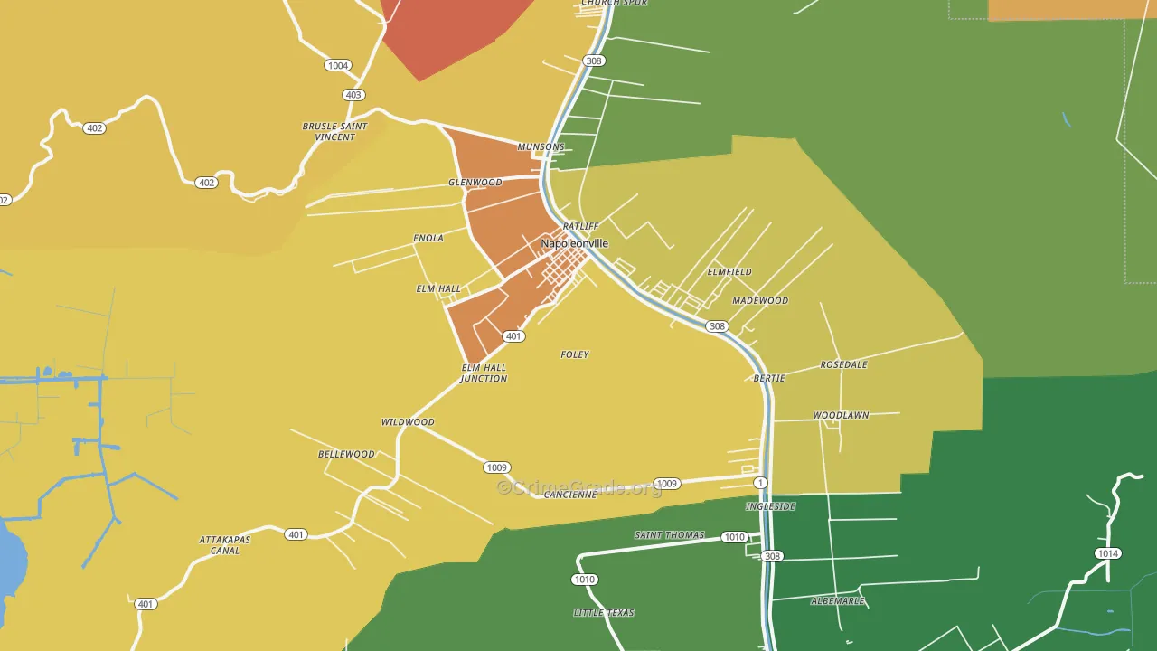70390, LA Map of Theft Rates