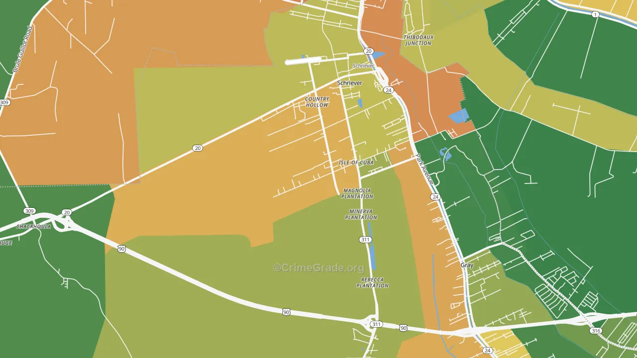 70395, LA Map of Theft Rates
