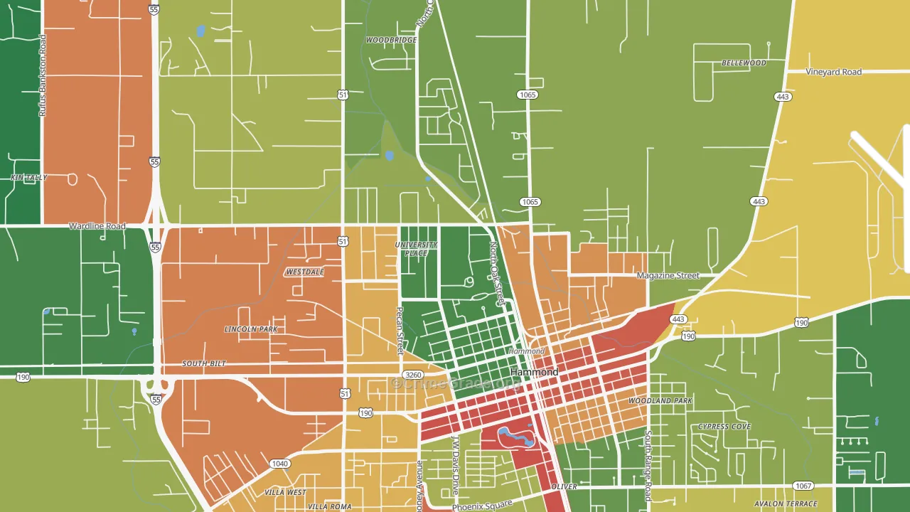 70402, LA Map of Theft Rates