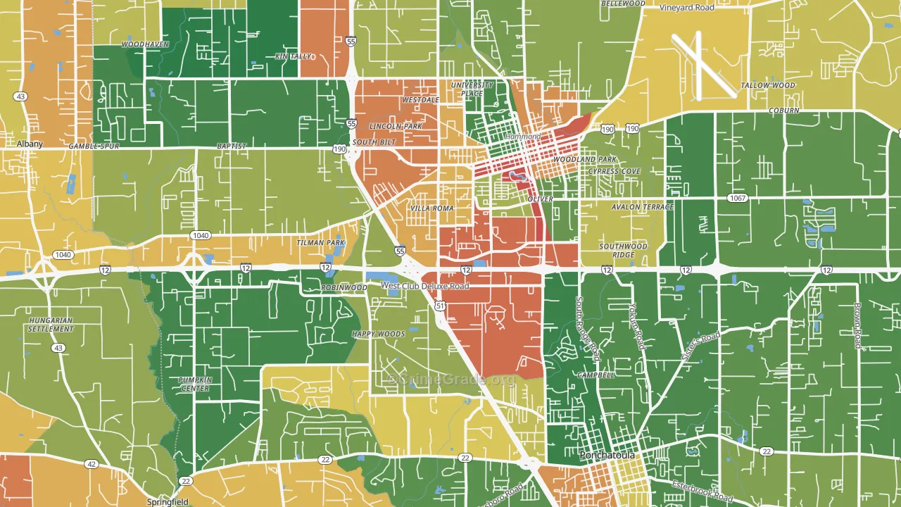 70403, LA Map of Theft Rates