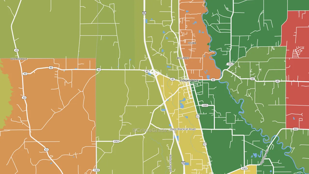 70443, LA Map of Theft Rates