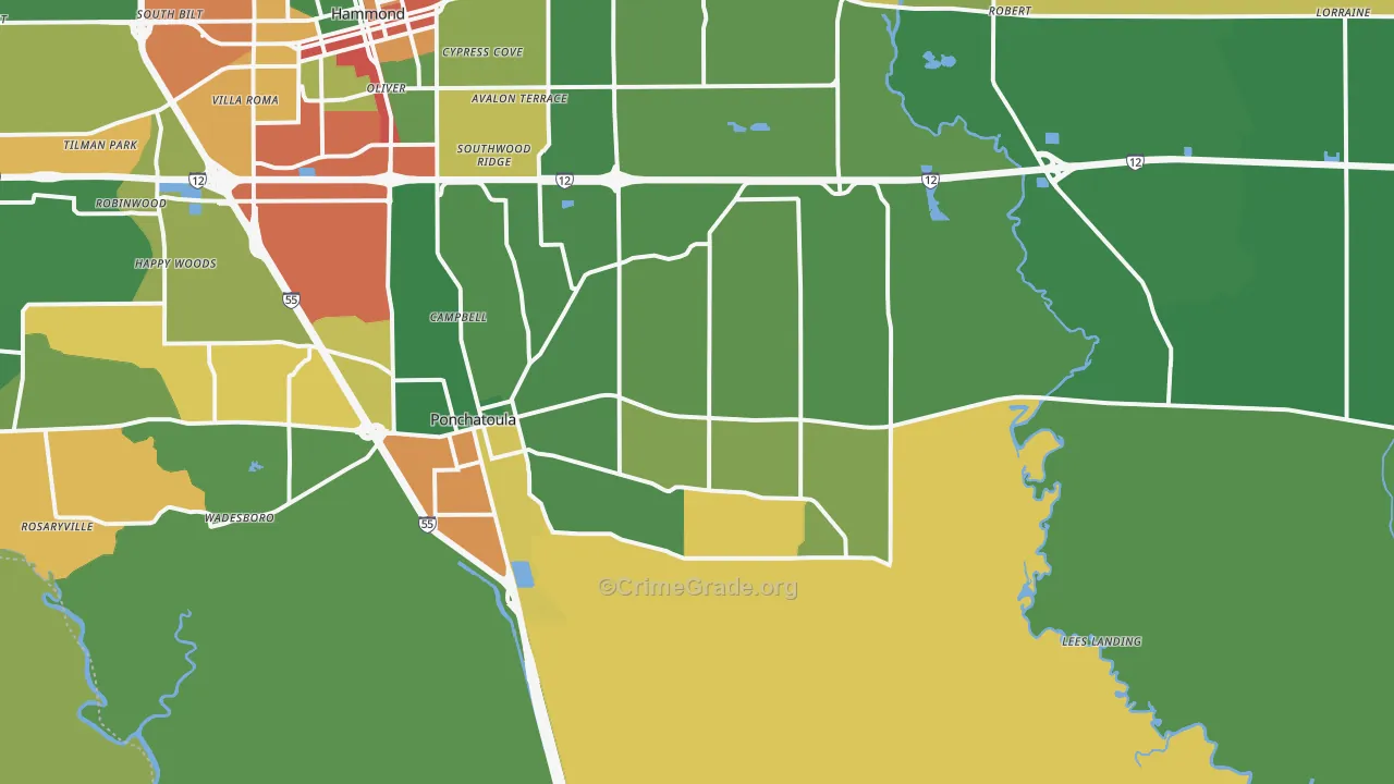 70454, LA Map of Theft Rates