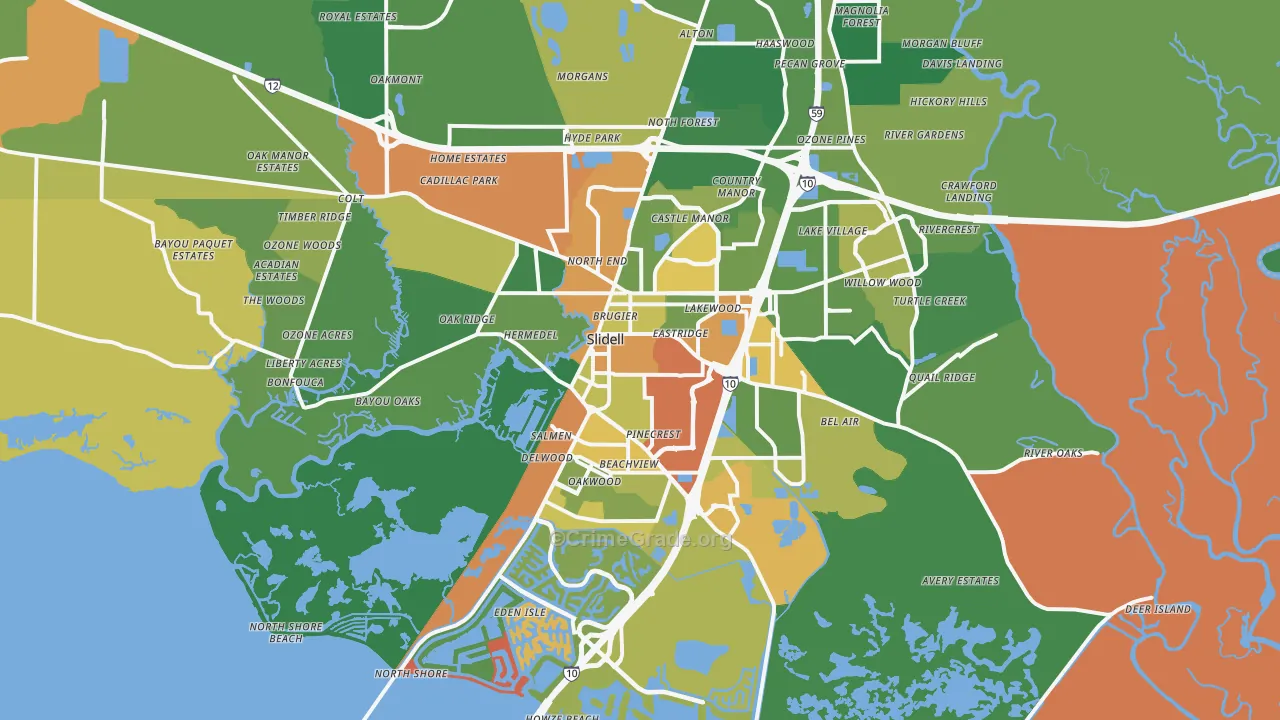 70458, LA Map of Theft Rates