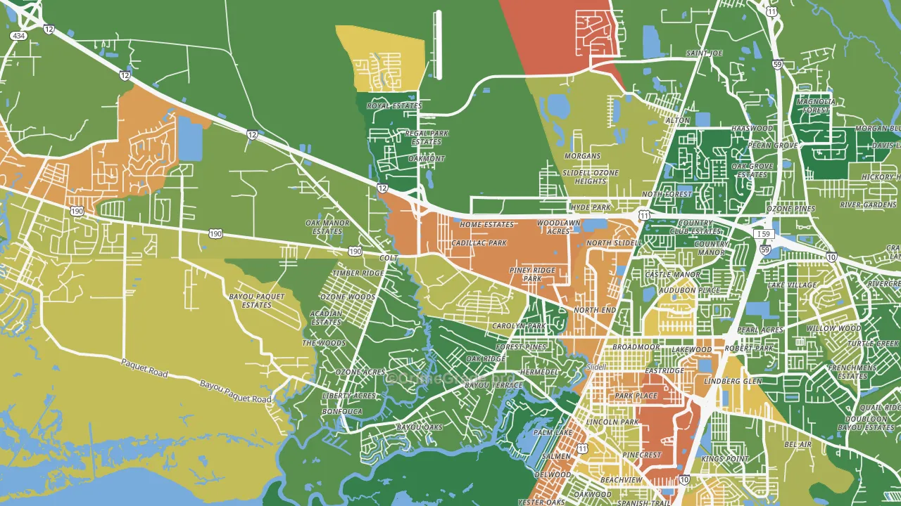 70460, LA Map of Theft Rates