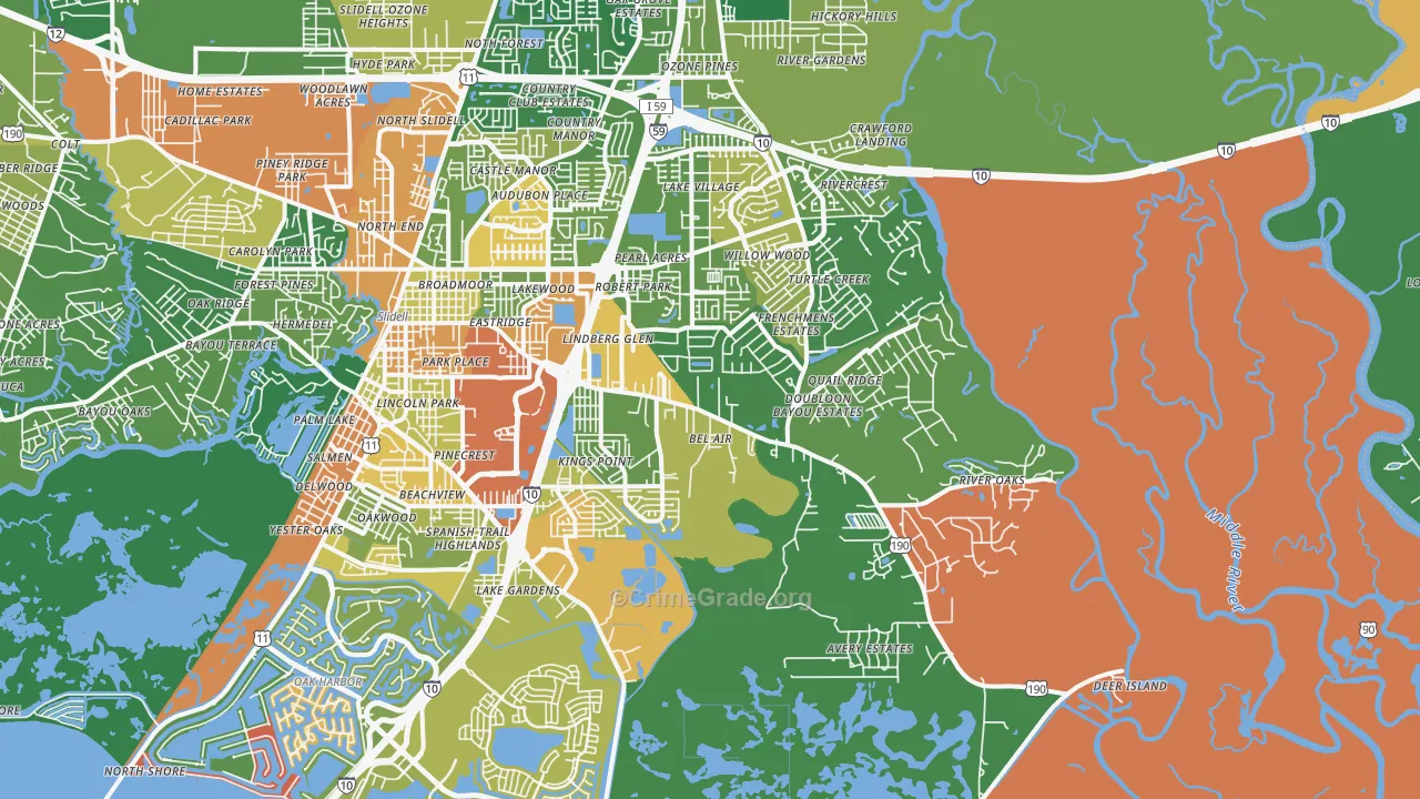70461, LA Map of Theft Rates