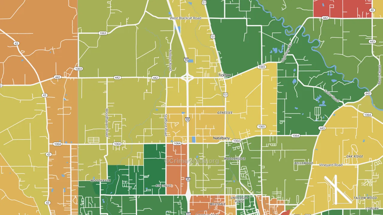 70466, LA Map of Theft Rates