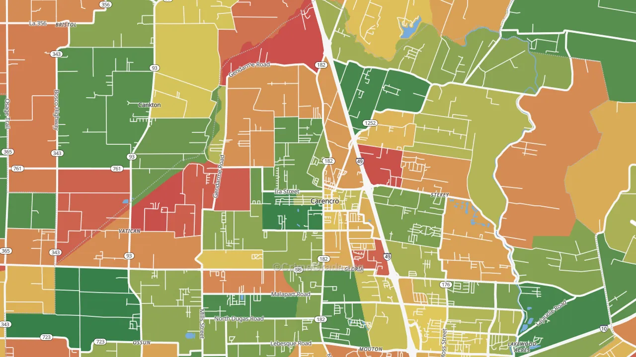 70520, LA Map of Theft Rates