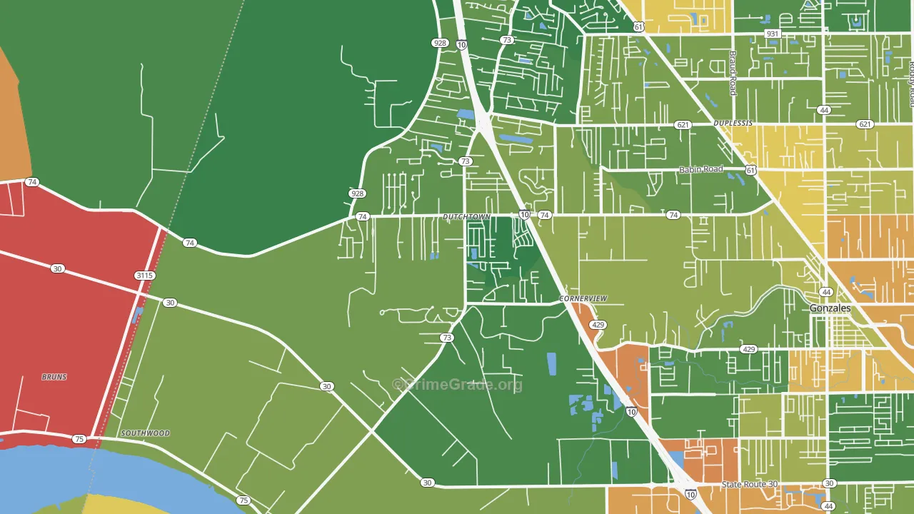 70734, LA Map of Theft Rates