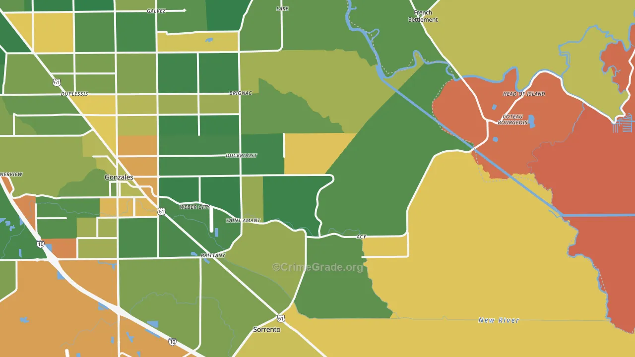 70774, LA Map of Theft Rates