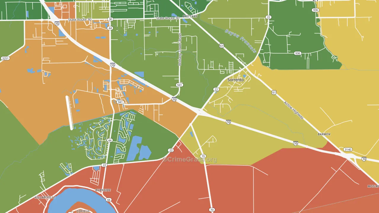 70778, LA Map of Theft Rates