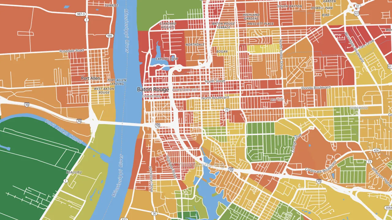 70802, LA Map of Theft Rates