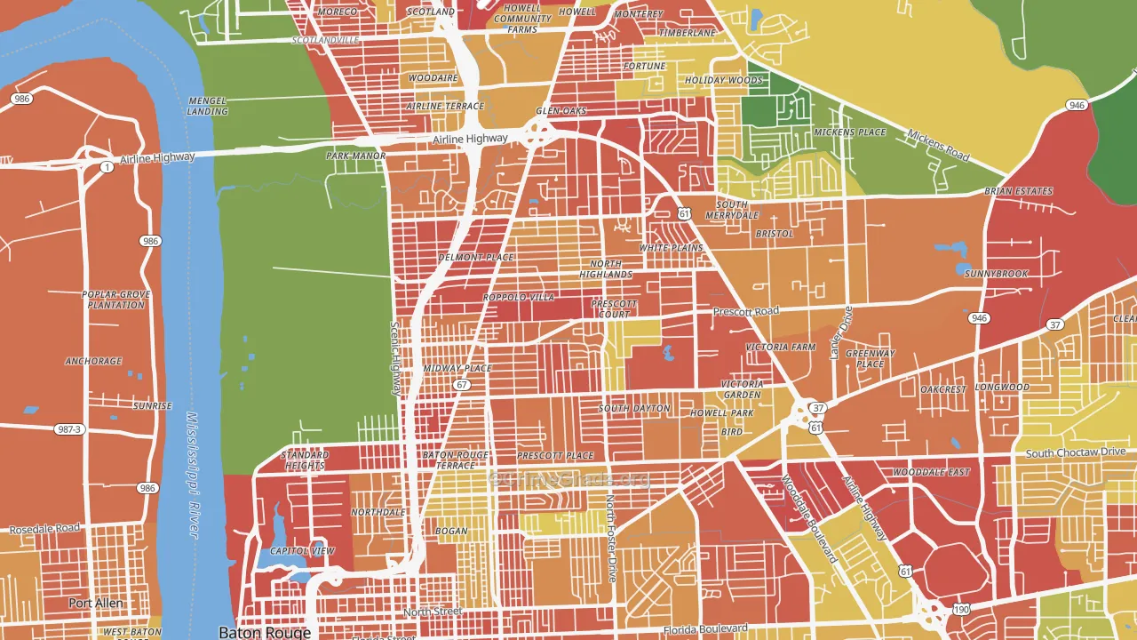 70805, LA Map of Theft Rates