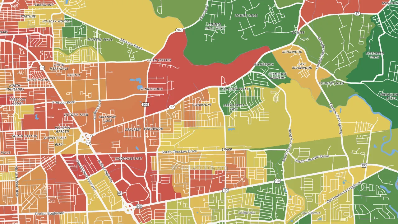 70814, LA Map of Theft Rates