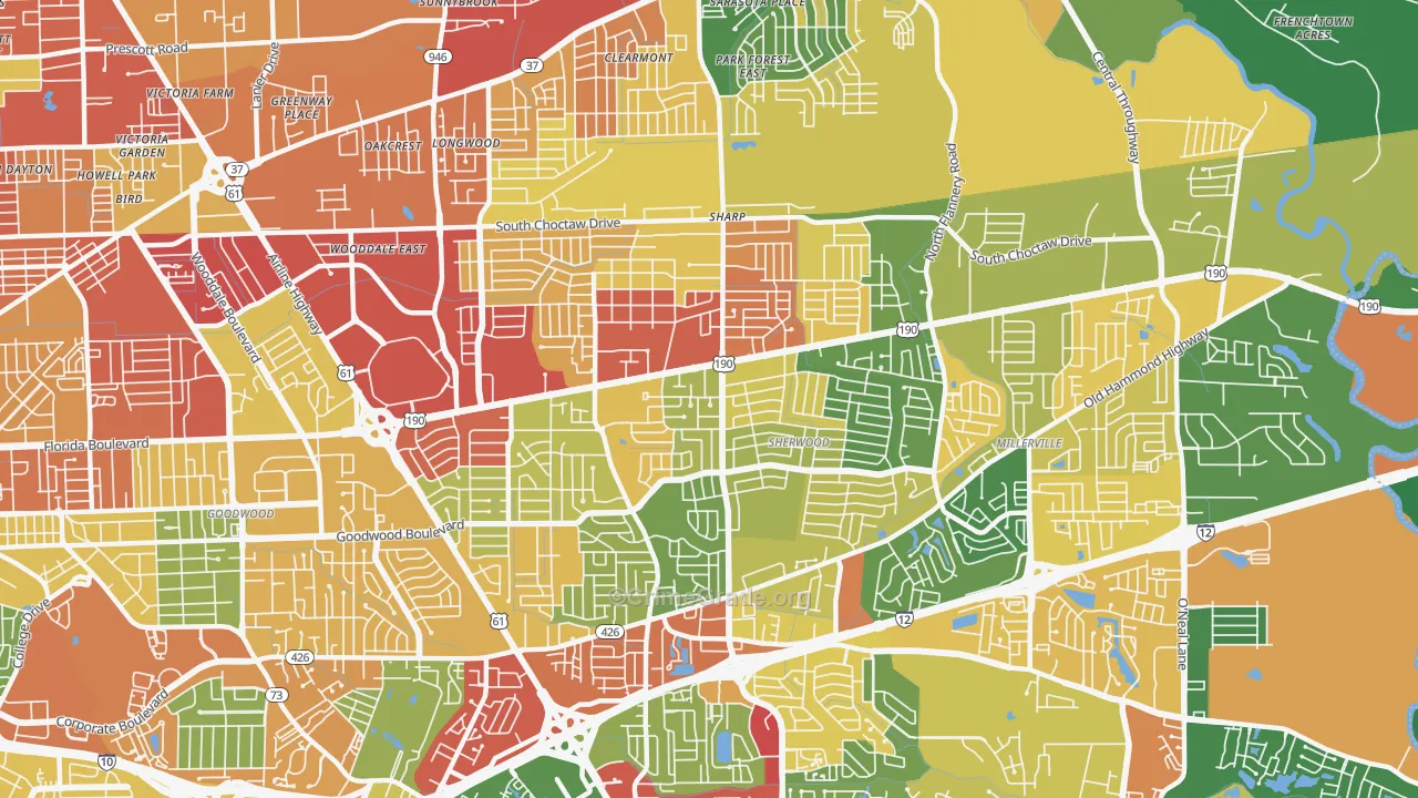 70815, LA Map of Theft Rates