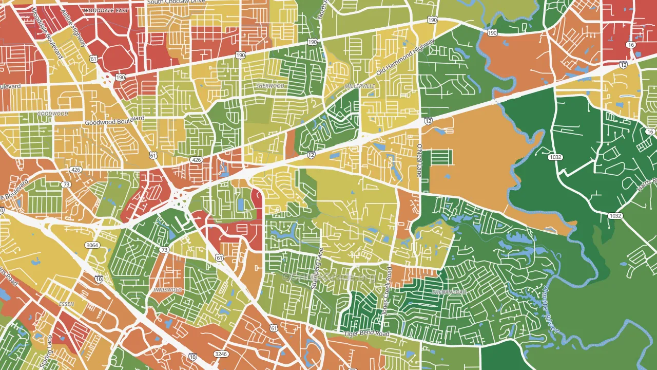 70816, LA Map of Theft Rates
