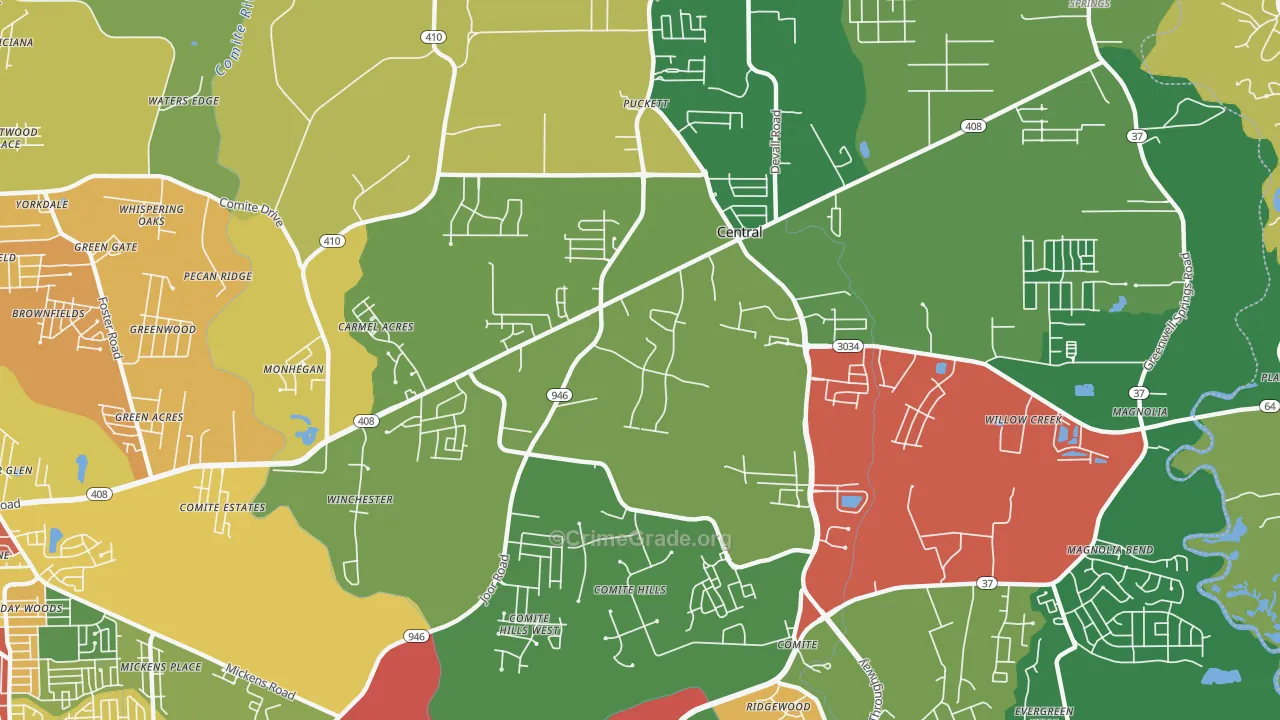 70818, LA Map of Theft Rates