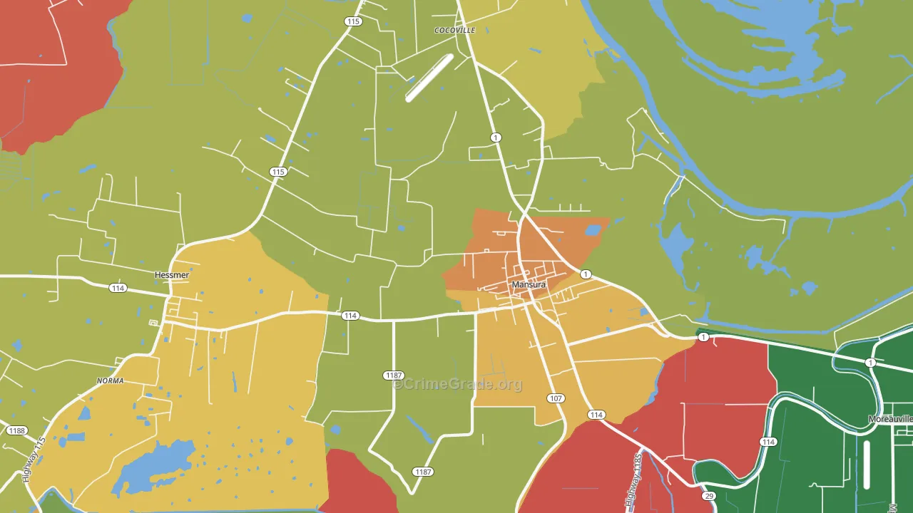 71350, LA Map of Theft Rates