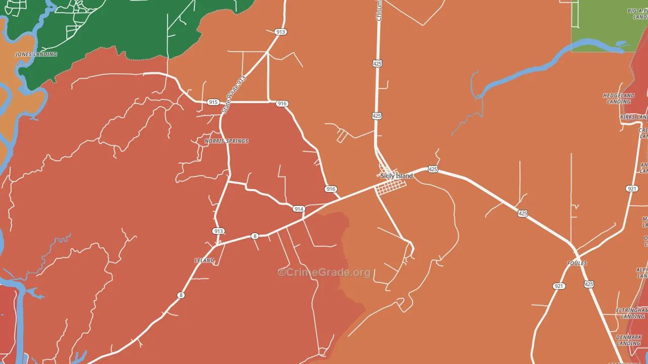71368, LA Map of Theft Rates