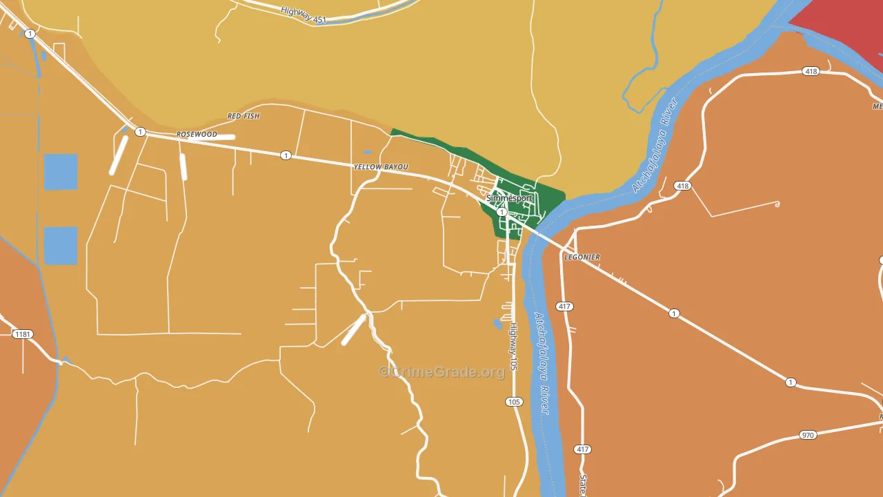 71369, LA Map of Theft Rates