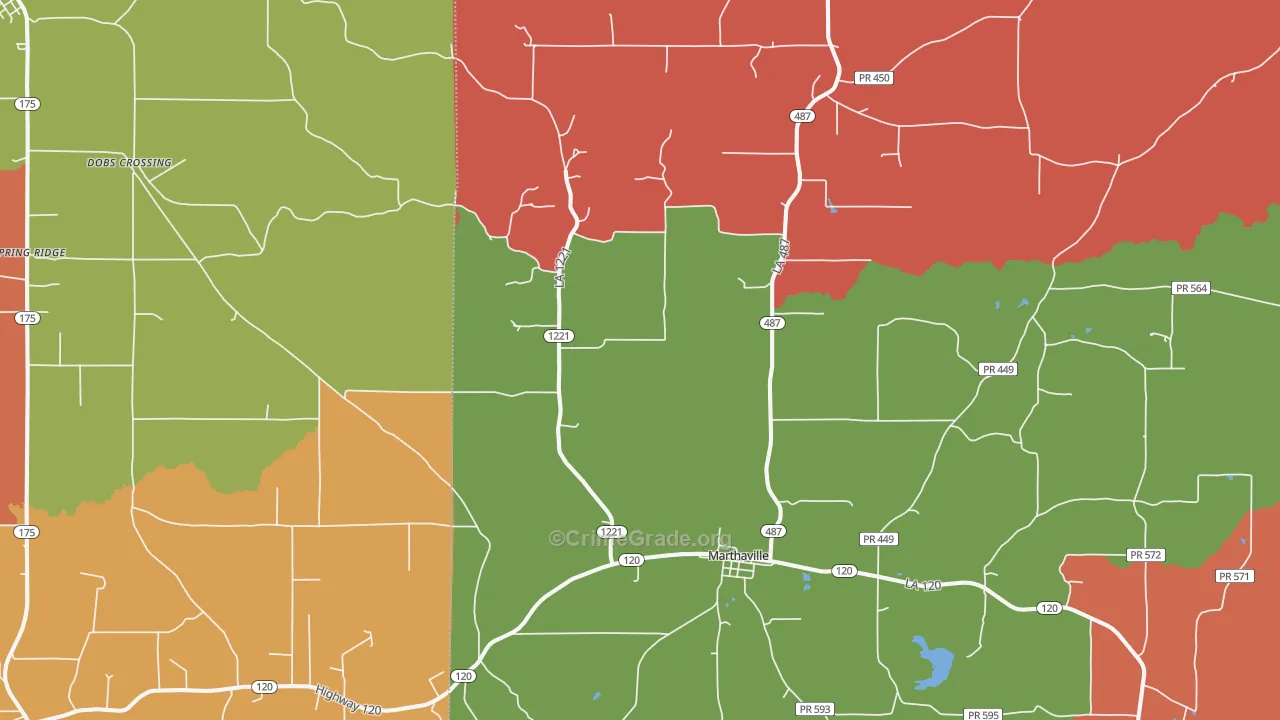 71450, LA Map of Theft Rates
