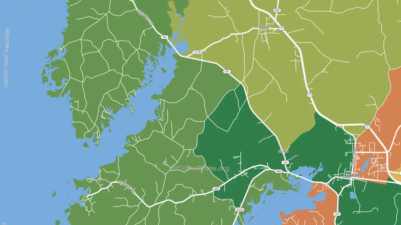71462, LA Map of Theft Rates