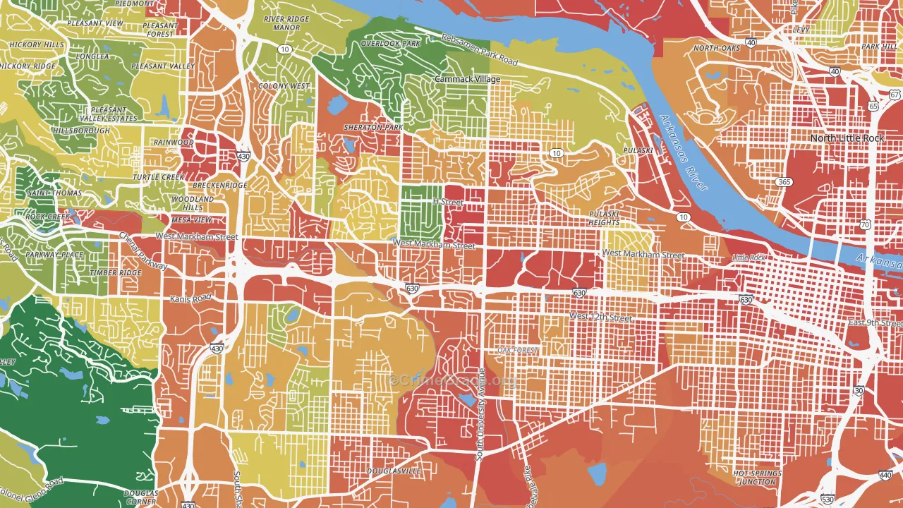 72205, AR Map of Theft Rates