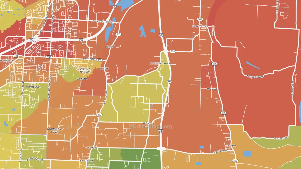 72206, AR Map of Theft Rates