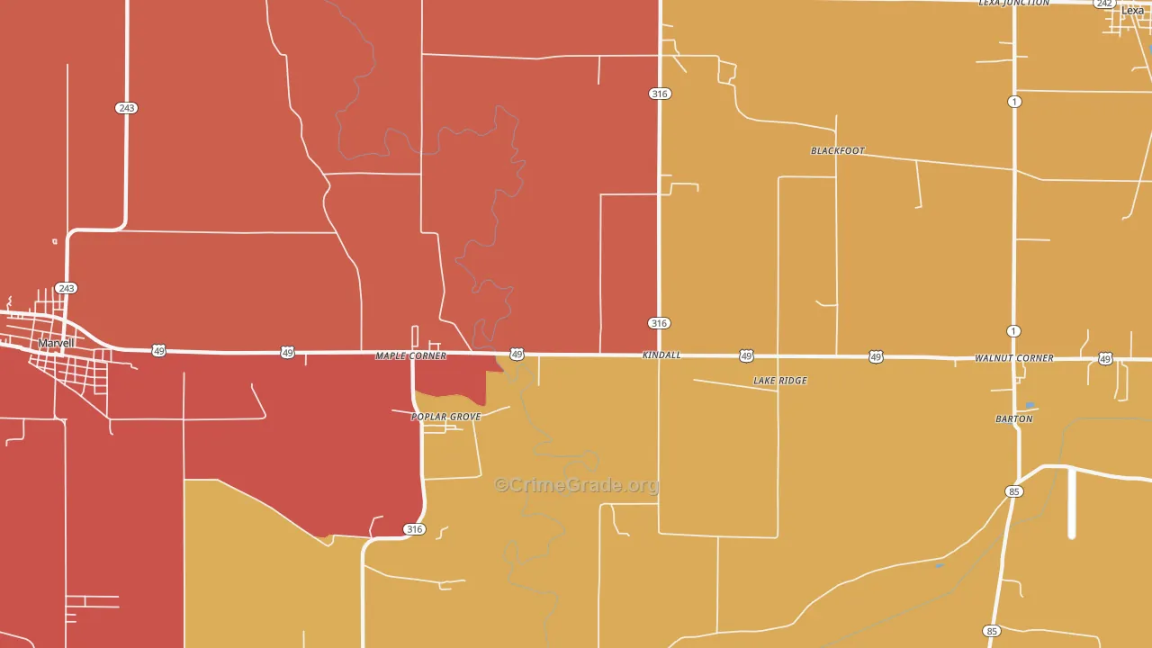 72374, AR Map of Theft Rates