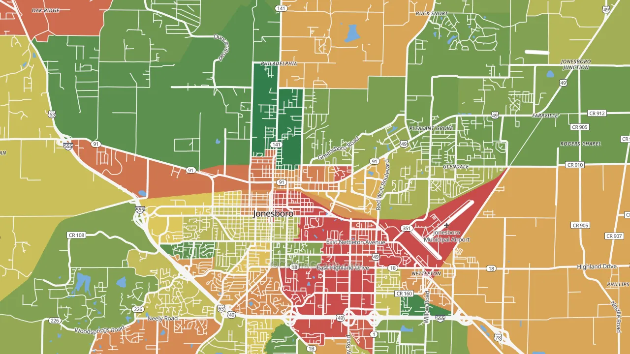 72401, AR Map of Theft Rates