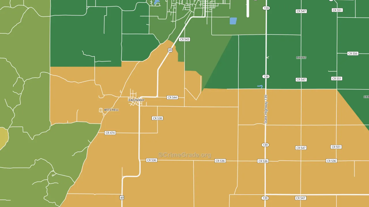 72430, AR Map of Theft Rates