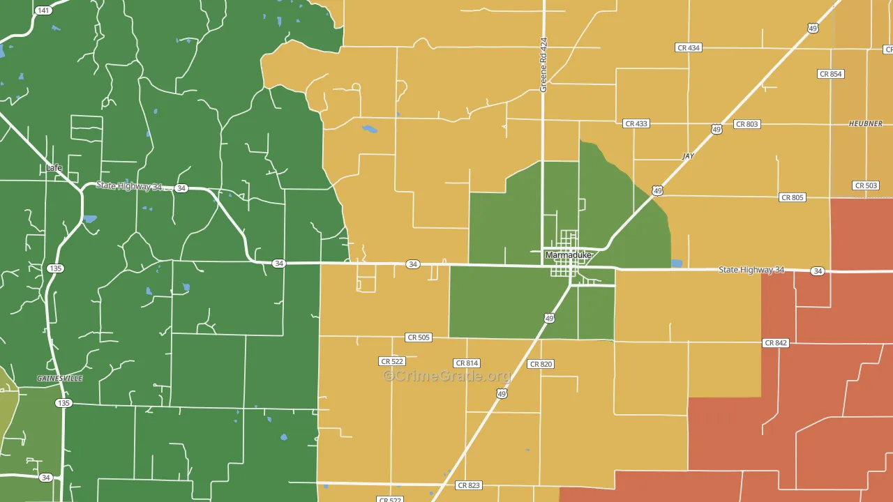 72443, AR Map of Theft Rates