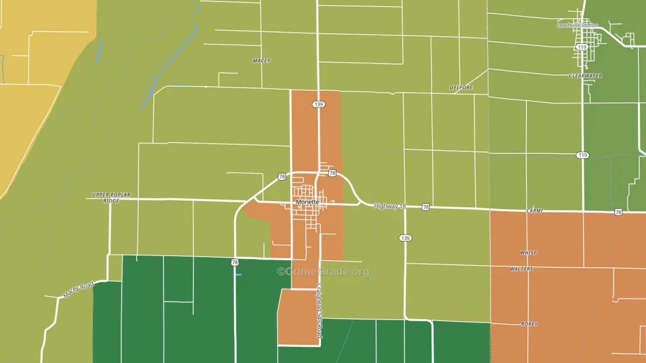 72447, AR Map of Theft Rates