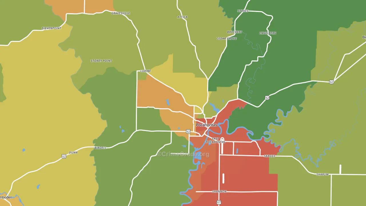 72455, AR Map of Theft Rates