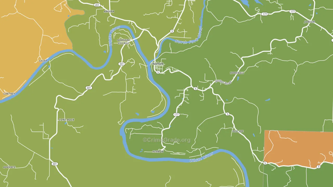 72658, AR Map of Theft Rates