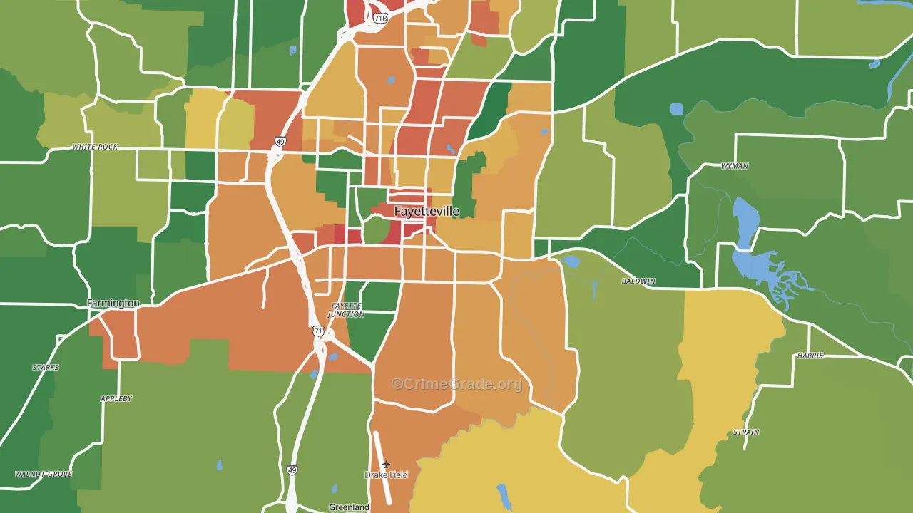 72701, AR Map of Theft Rates