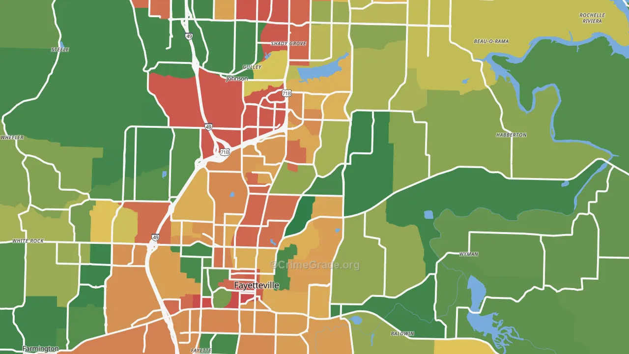 72703, AR Map of Theft Rates