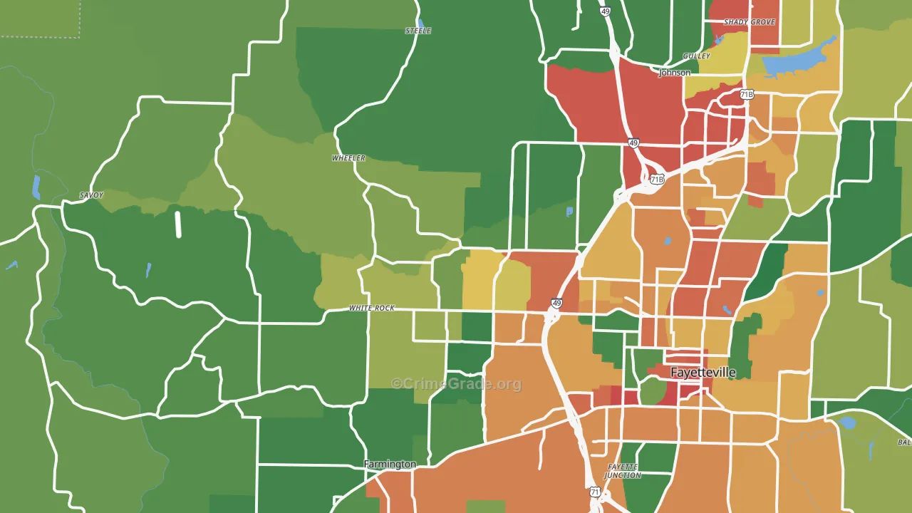 72704, AR Map of Theft Rates