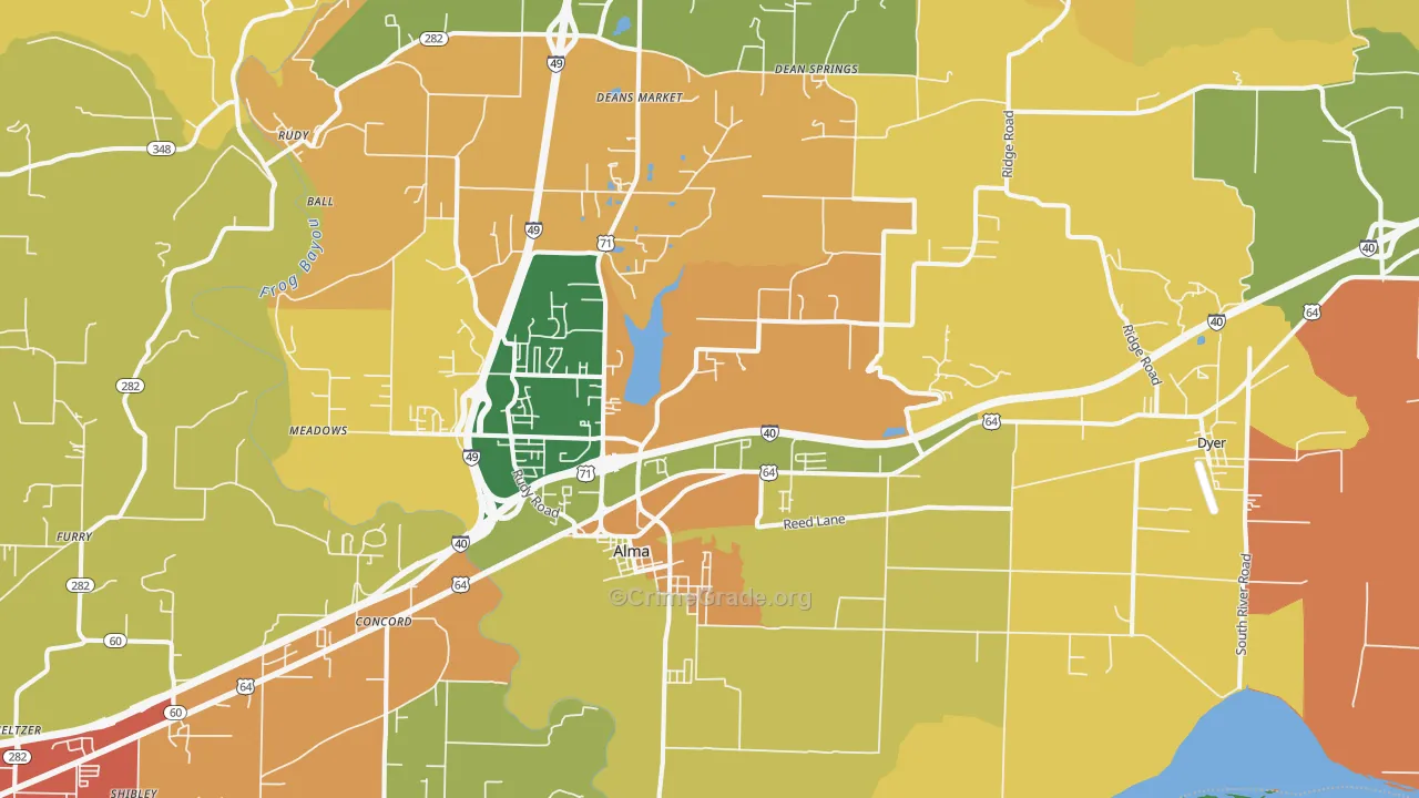 72921, AR Map of Theft Rates
