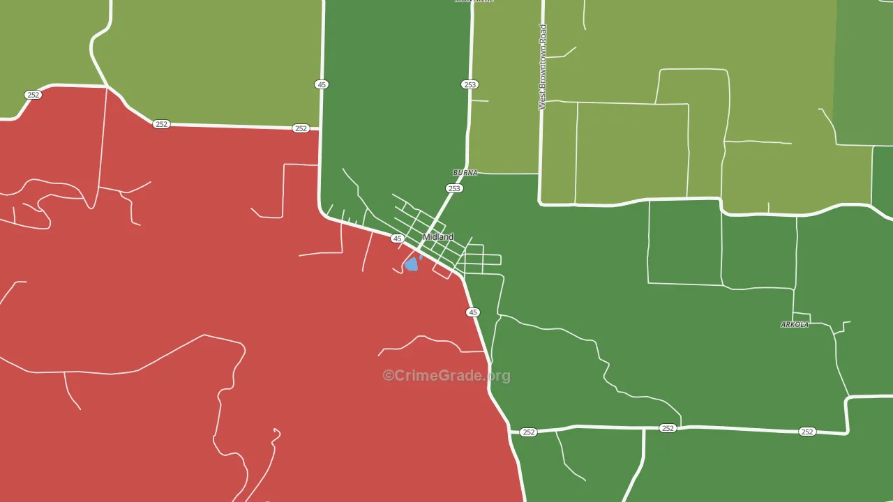 72945, AR Map of Theft Rates