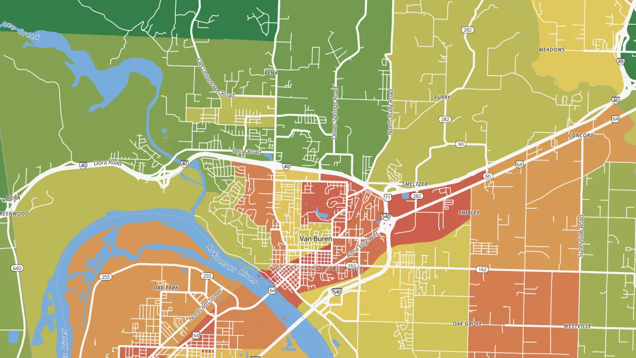 72956, AR Map of Theft Rates