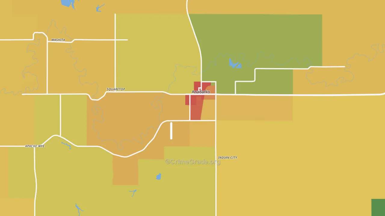 73005, OK Map of Theft Rates