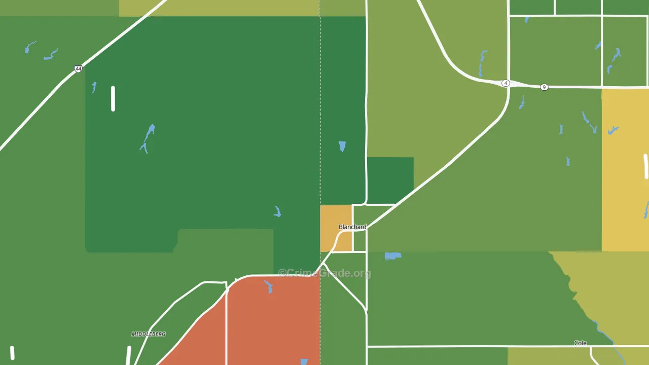 73010, OK Map of Theft Rates