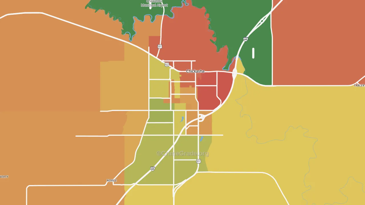73018, OK Map of Theft Rates