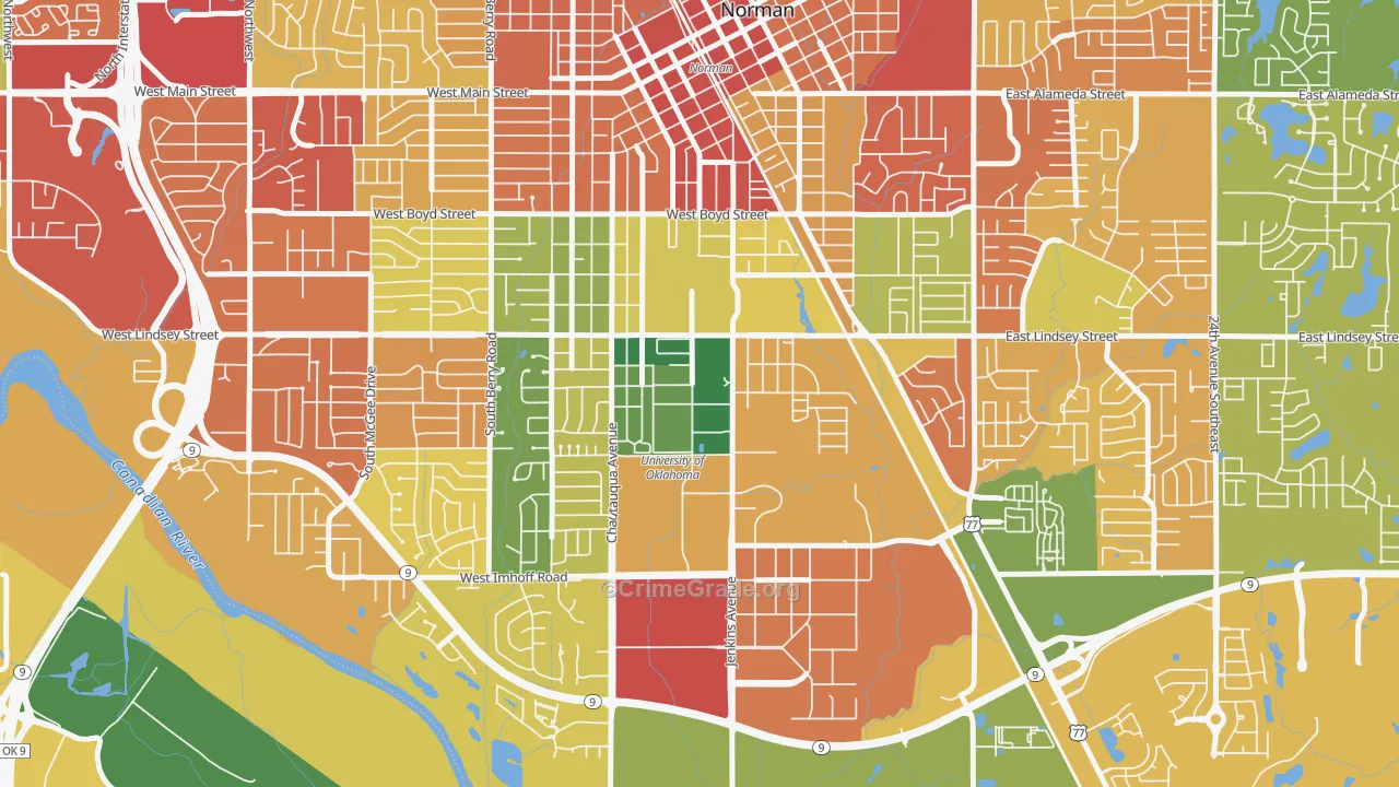 73019, OK Map of Theft Rates