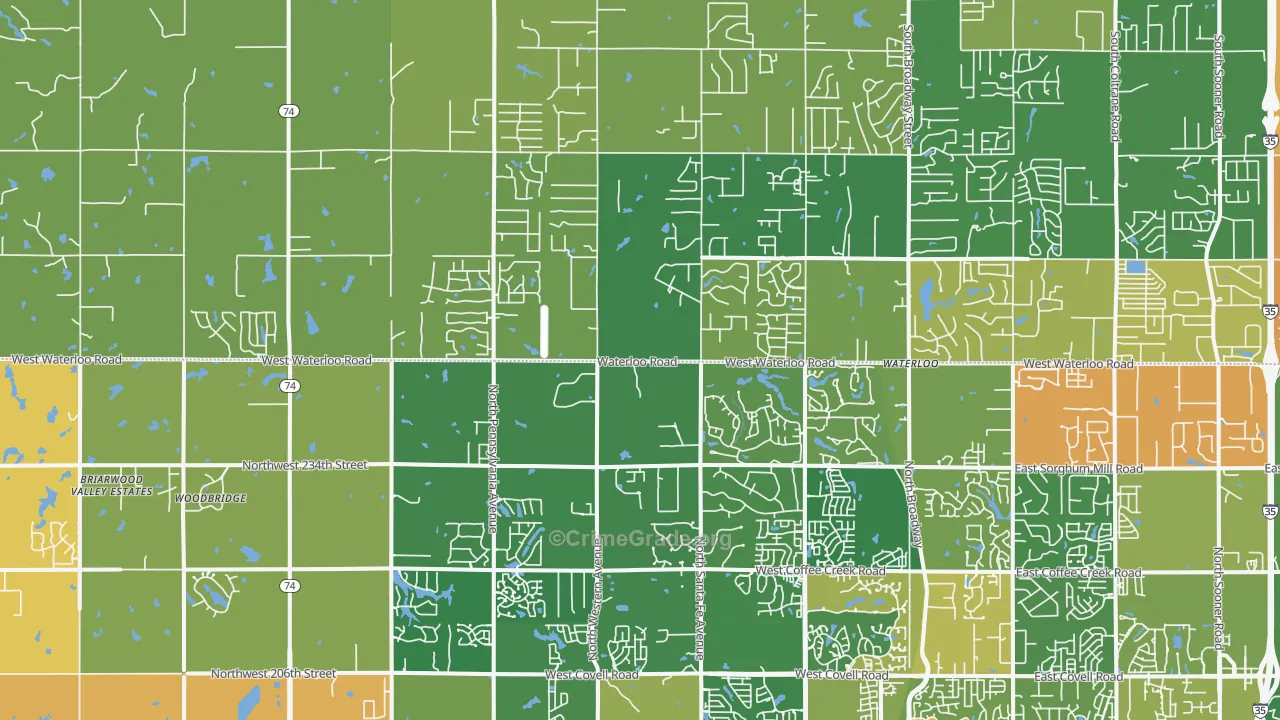 73025, OK Map of Theft Rates